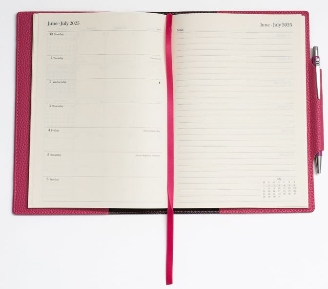 2025 Desk Weekly Planner Fuxia with Pen