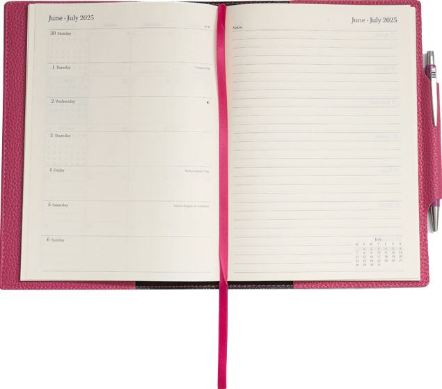 2025 Desk Weekly Planner Fuxia with Pen