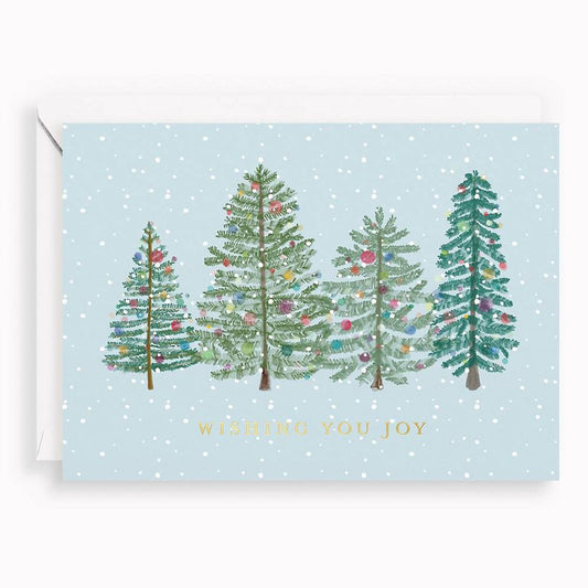 XMAS OFF/FOIL A6 Watercolor Trees FLD S/10