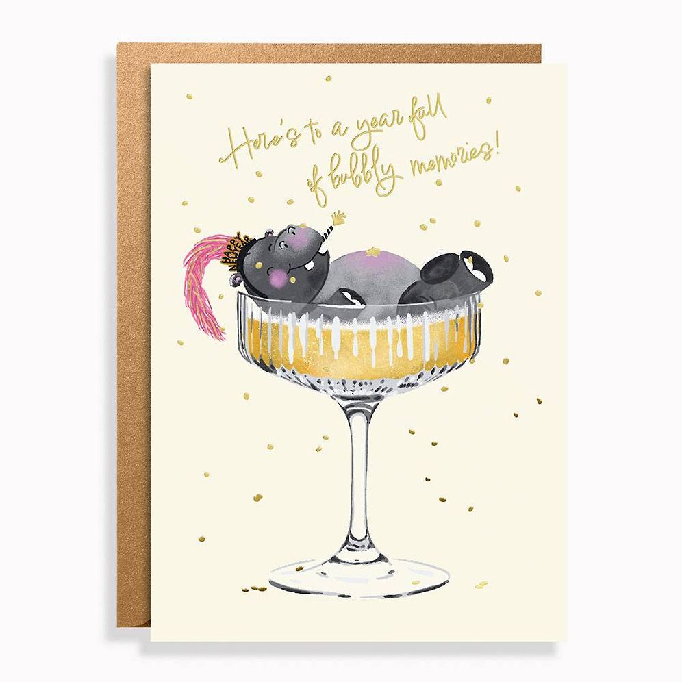 NYEAR OFF/FOIL A6 New Year Hippo FLD S/10