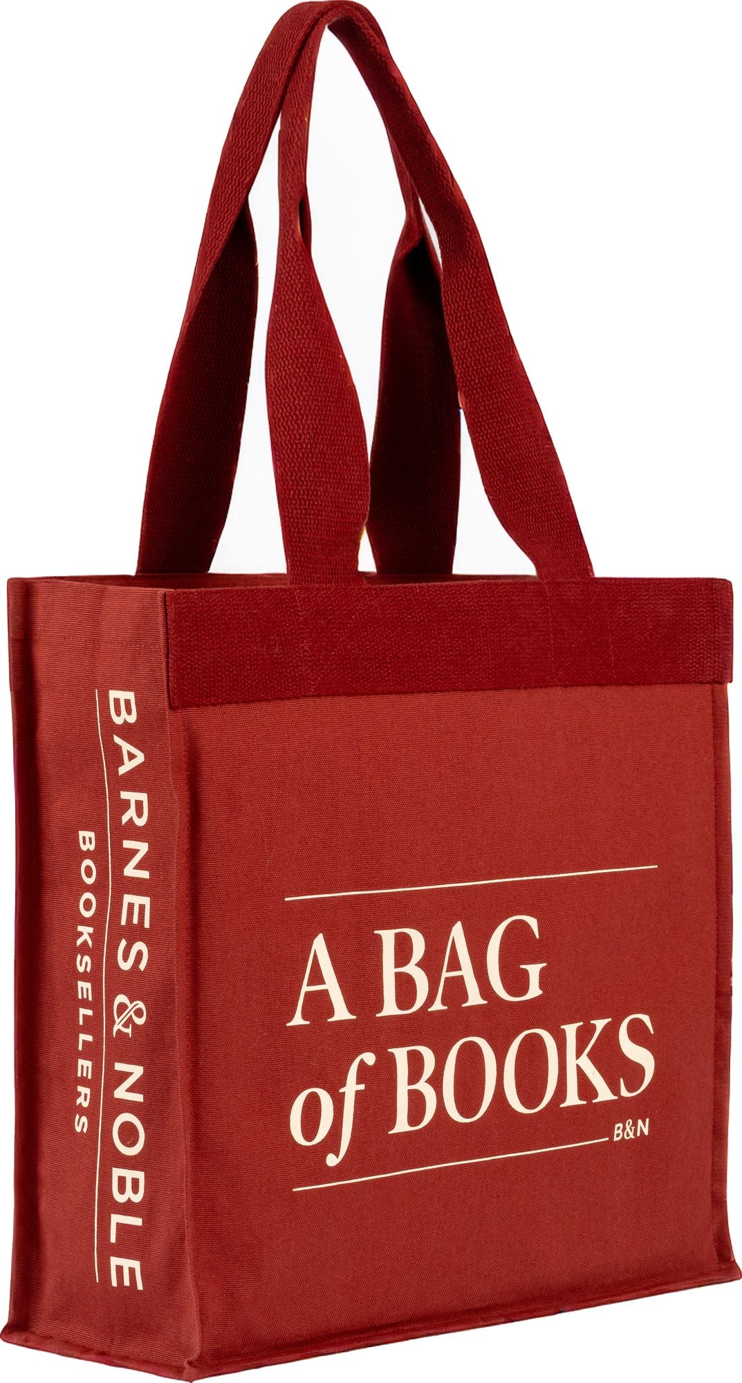100% Organic Cotton Canvas Tote with 'Bag of Books' Print - Burgundy