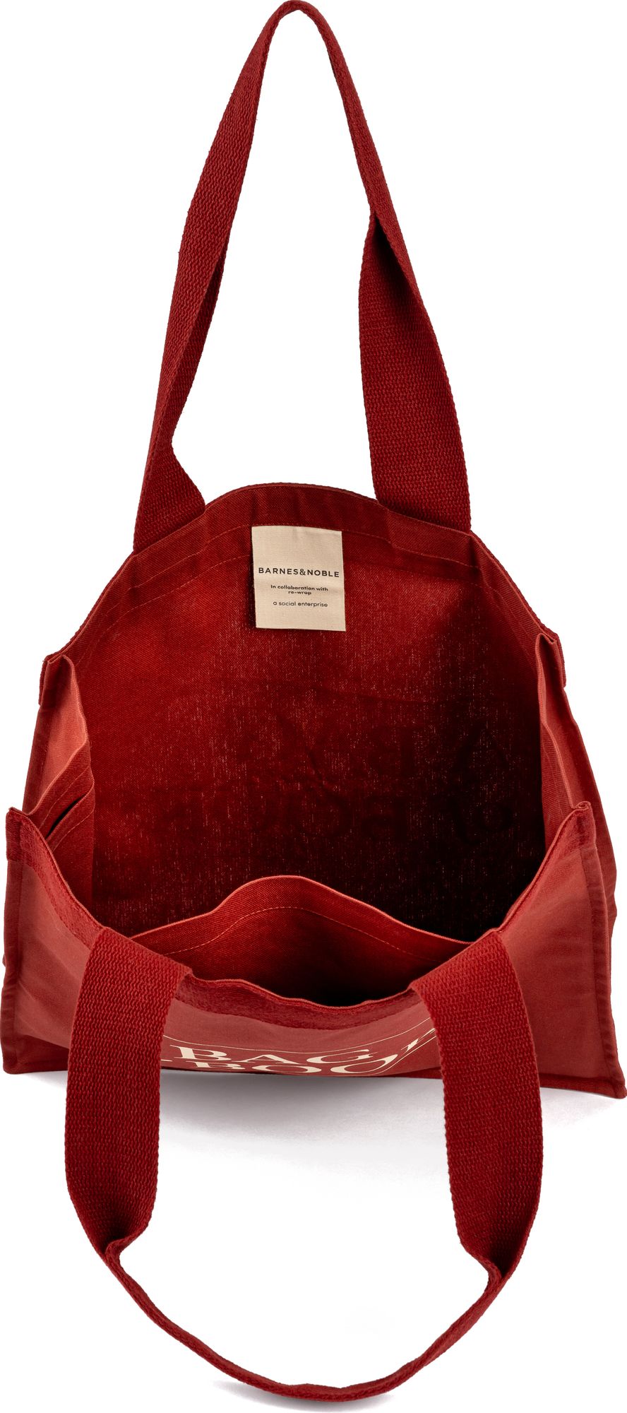 100% Organic Cotton Canvas Tote with 'Bag of Books' Print - Burgundy