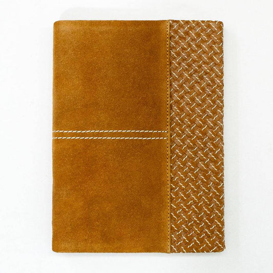 BROWN SUEDE JOURNAL WITH WEAVE DESIGN
