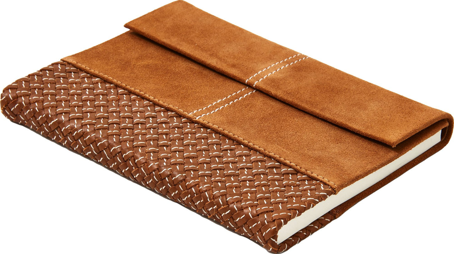 BROWN SUEDE JOURNAL WITH WEAVE DESIGN