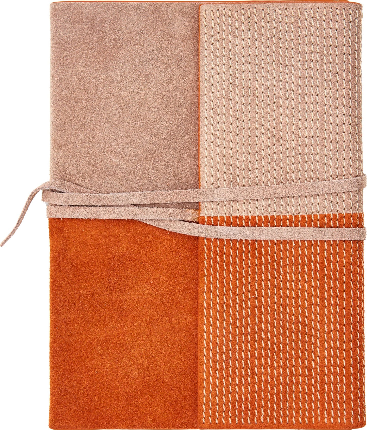 TERRACOTTA SUEDE BLOCK DESIGN JOURNAL WITH STITCH DETAIL
