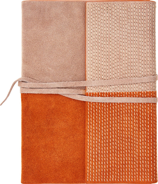 TERRACOTTA SUEDE BLOCK DESIGN JOURNAL WITH STITCH DETAIL
