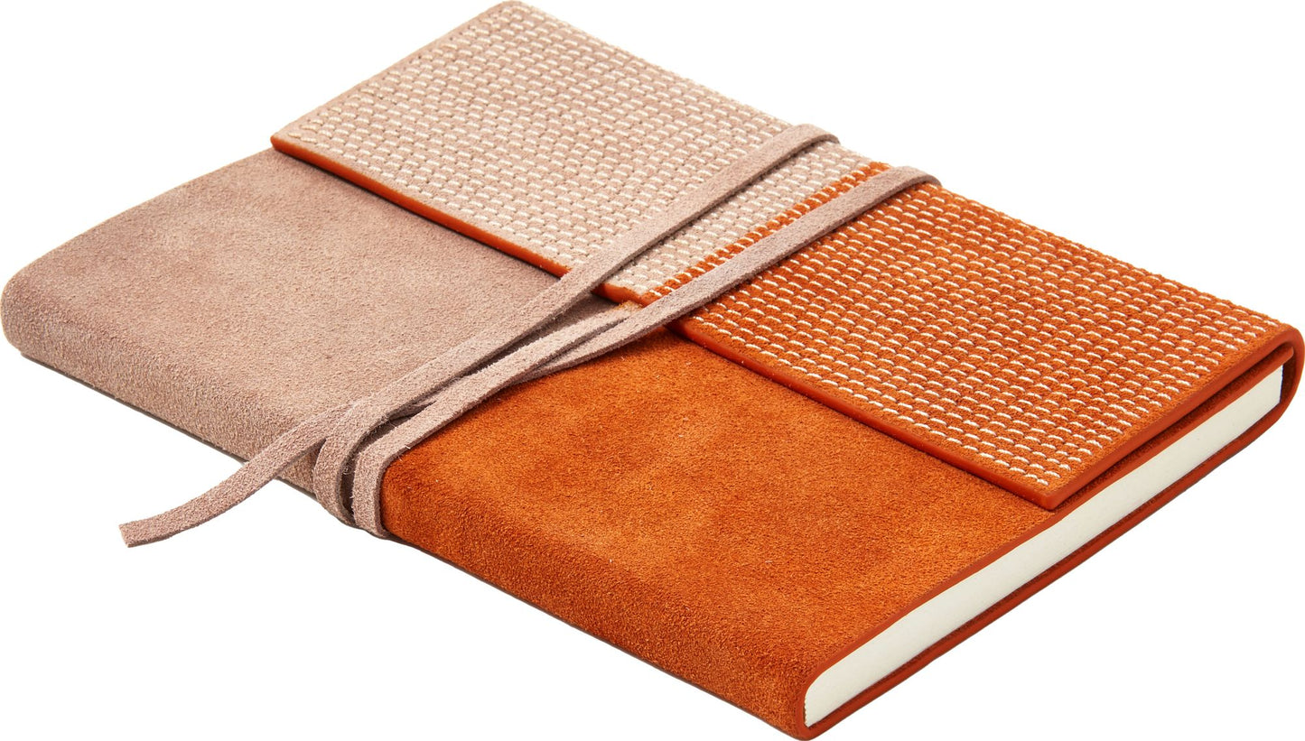TERRACOTTA SUEDE BLOCK DESIGN JOURNAL WITH STITCH DETAIL
