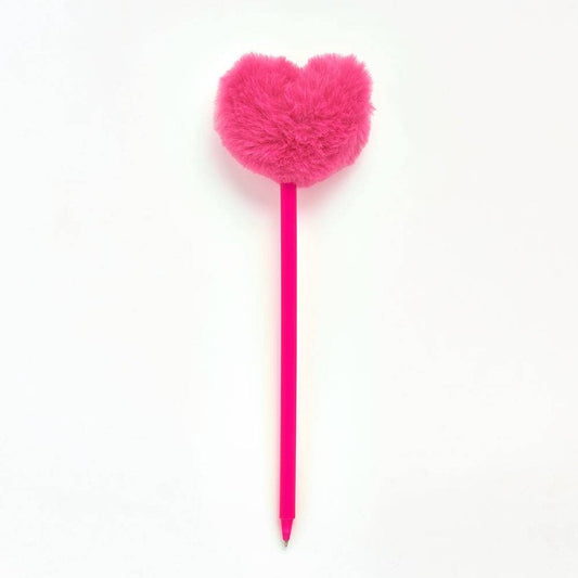 Deep Rose Fur Heart Ballpoint Pen