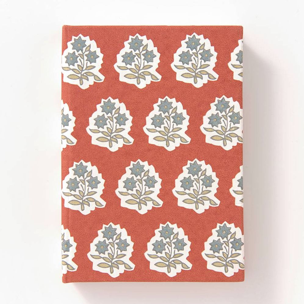 RED AND BLUE FLORAL HARDCOVER NOTEBOOK