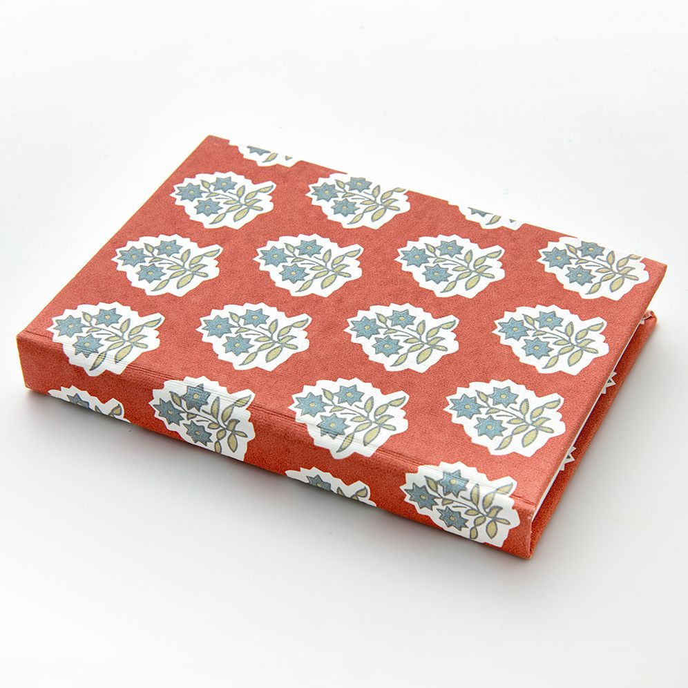 RED AND BLUE FLORAL HARDCOVER NOTEBOOK