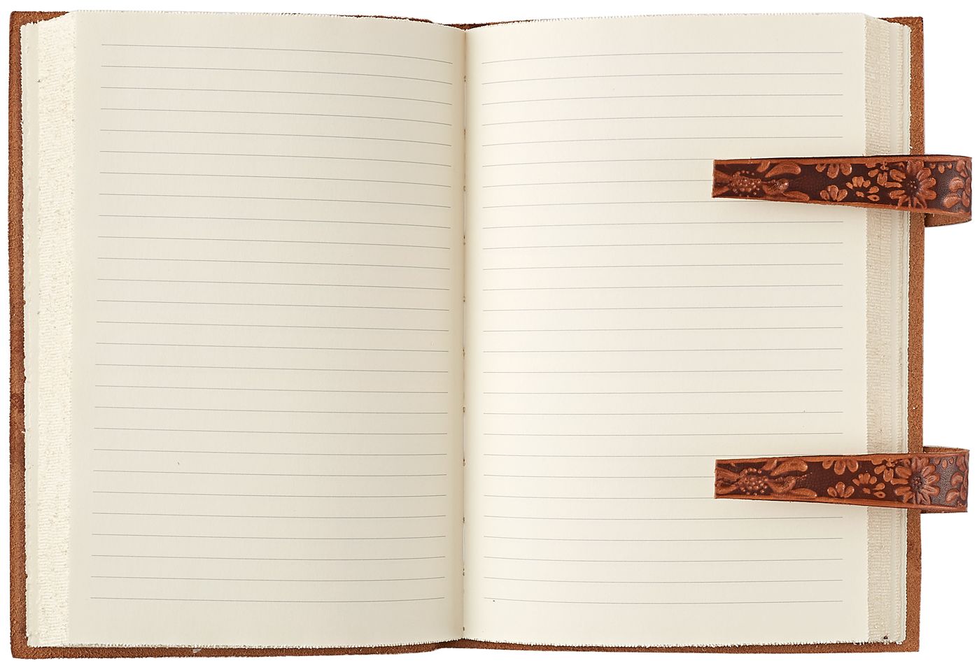 Floral Scalloped Design Italian Leather Lined Journal with Tabs (6'' x 8.5'')