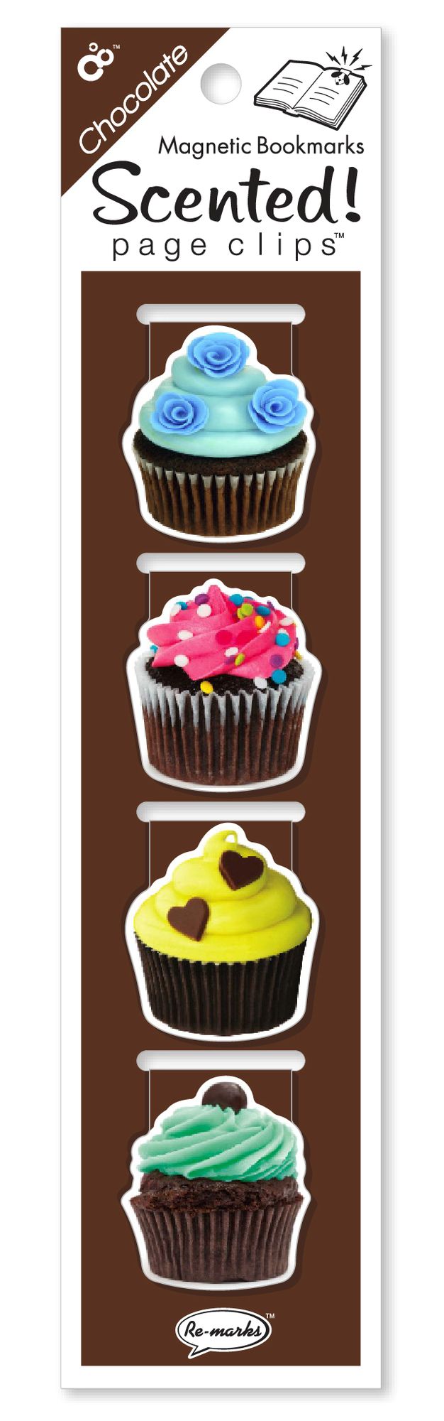 Scented Chocolate Cupcakes Magnetic Page Clips Set of 4