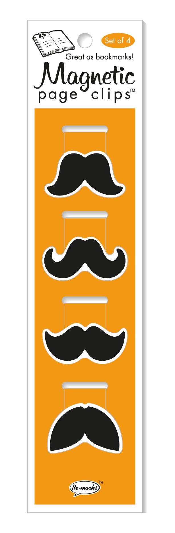 Mustaches Magnetic Page Clips Set of 4