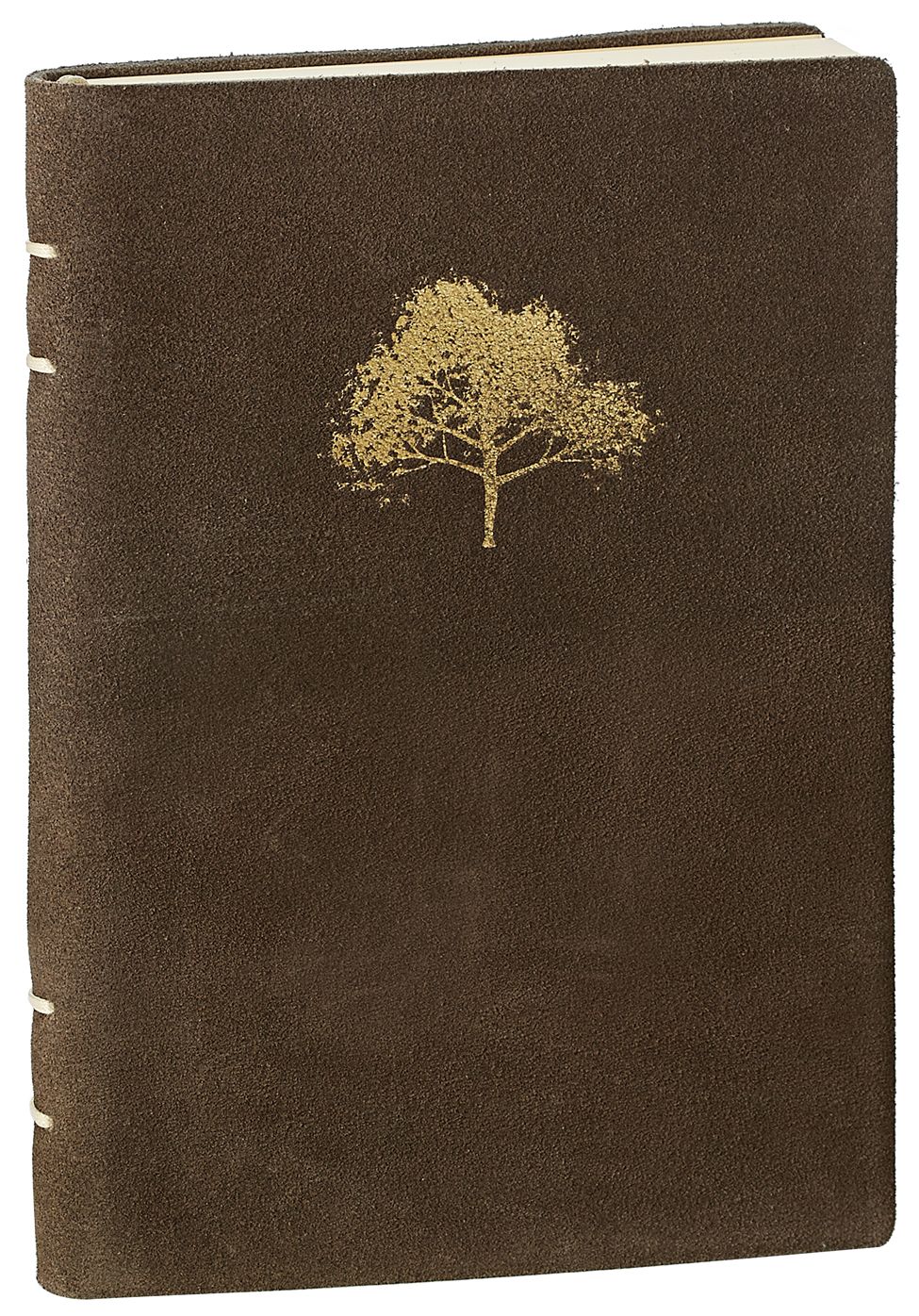 Embossed Gold Tree Brown Suede Italian Lined Journal 6'' x 8''
