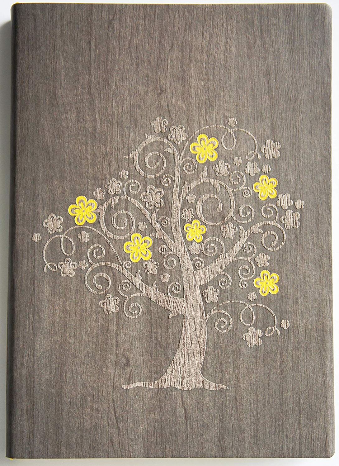 Brown & Yellow Tree of Life Embossed Italian Bound Lined Journal (6''x8'')