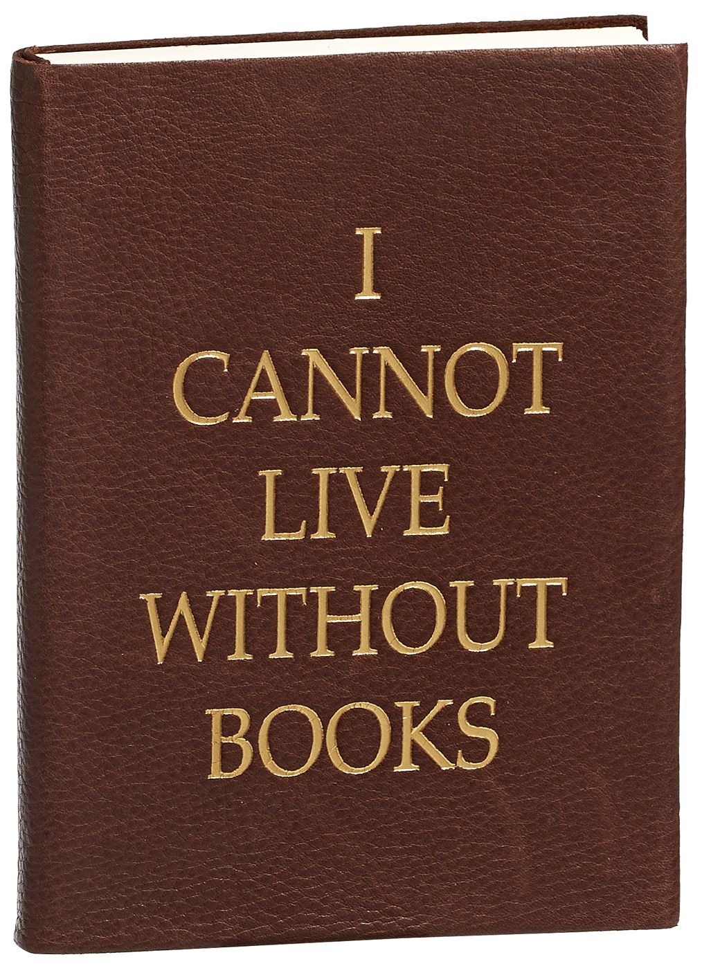 Vintage Brown "I Cannot Live Without Books" Italian Leather Bound Journal 6" x 8"