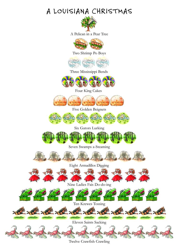 Louisiana Xmas Christmas Boxed Card