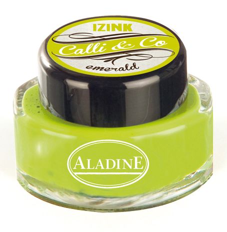 Bright Emerald Green Pearlized Calligraphy Ink