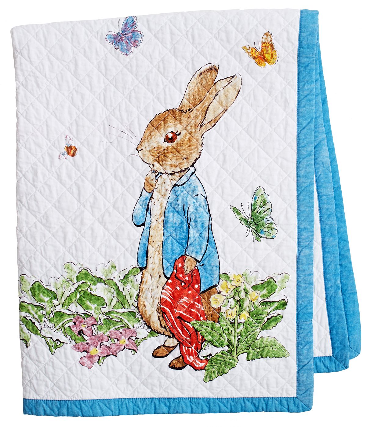 Peter Rabbit Story Book White and Blue Border Children's Throw 38" x 48"