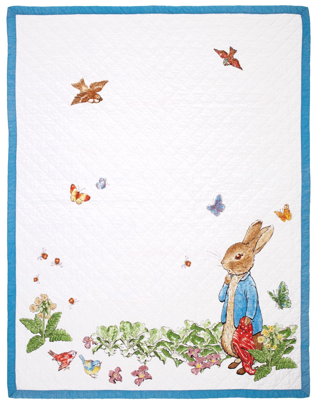 Peter Rabbit Story Book White and Blue Border Children's Throw 38" x 48"