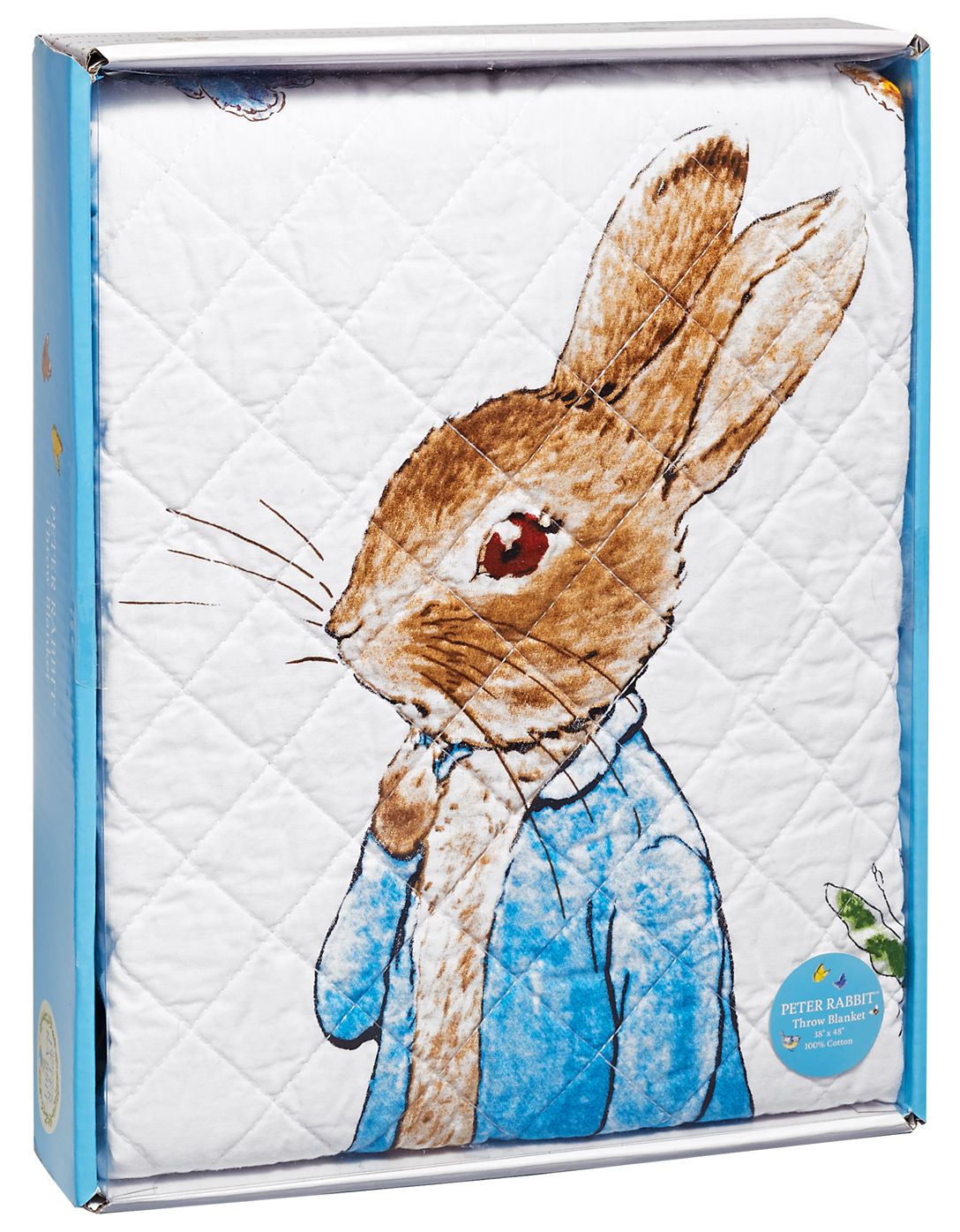 Peter Rabbit Story Book White and Blue Border Children's Throw 38" x 48"