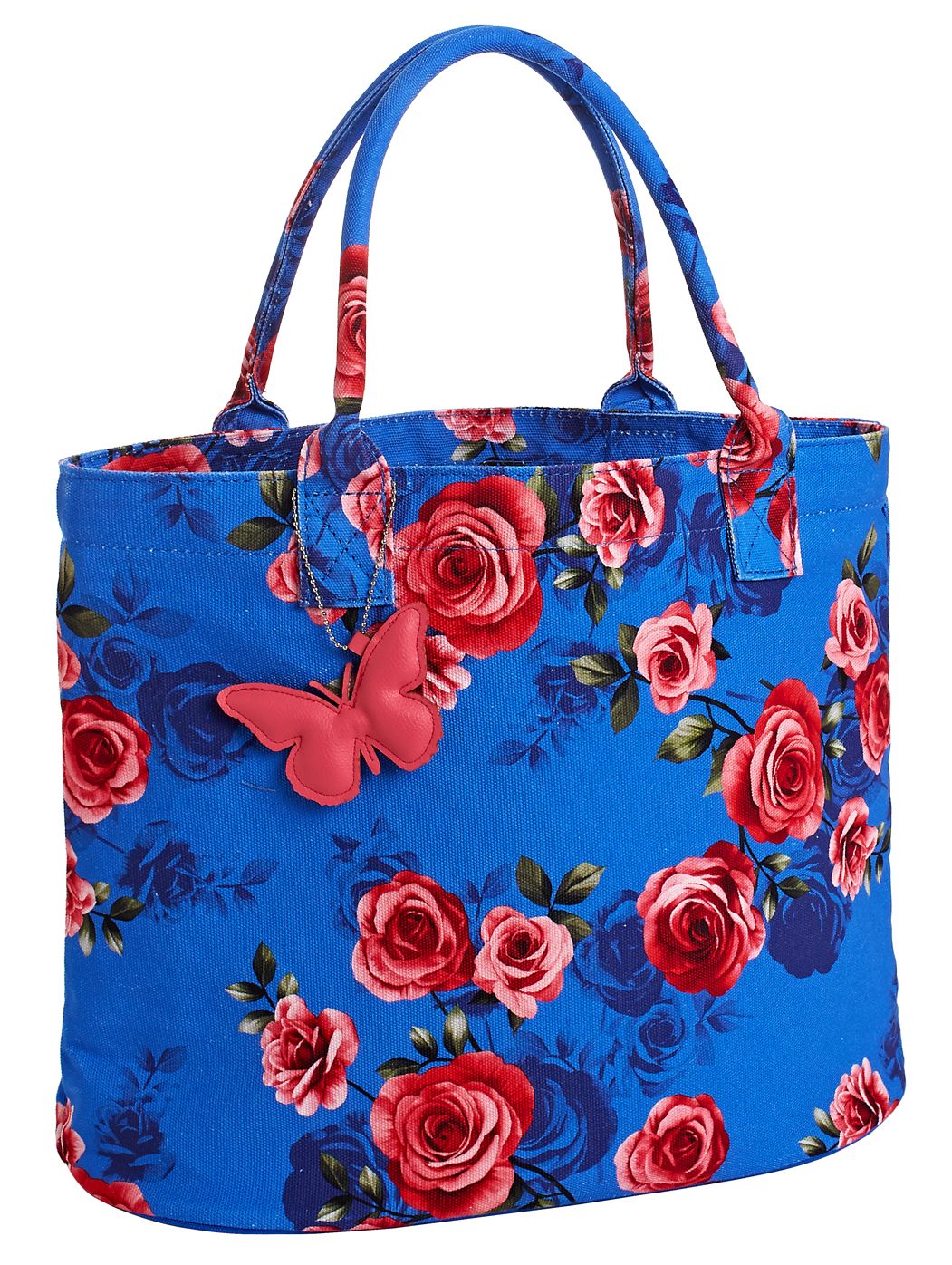 Spring Floral Roses River Blue Canvas Tote(15.75" x7"x13.75")