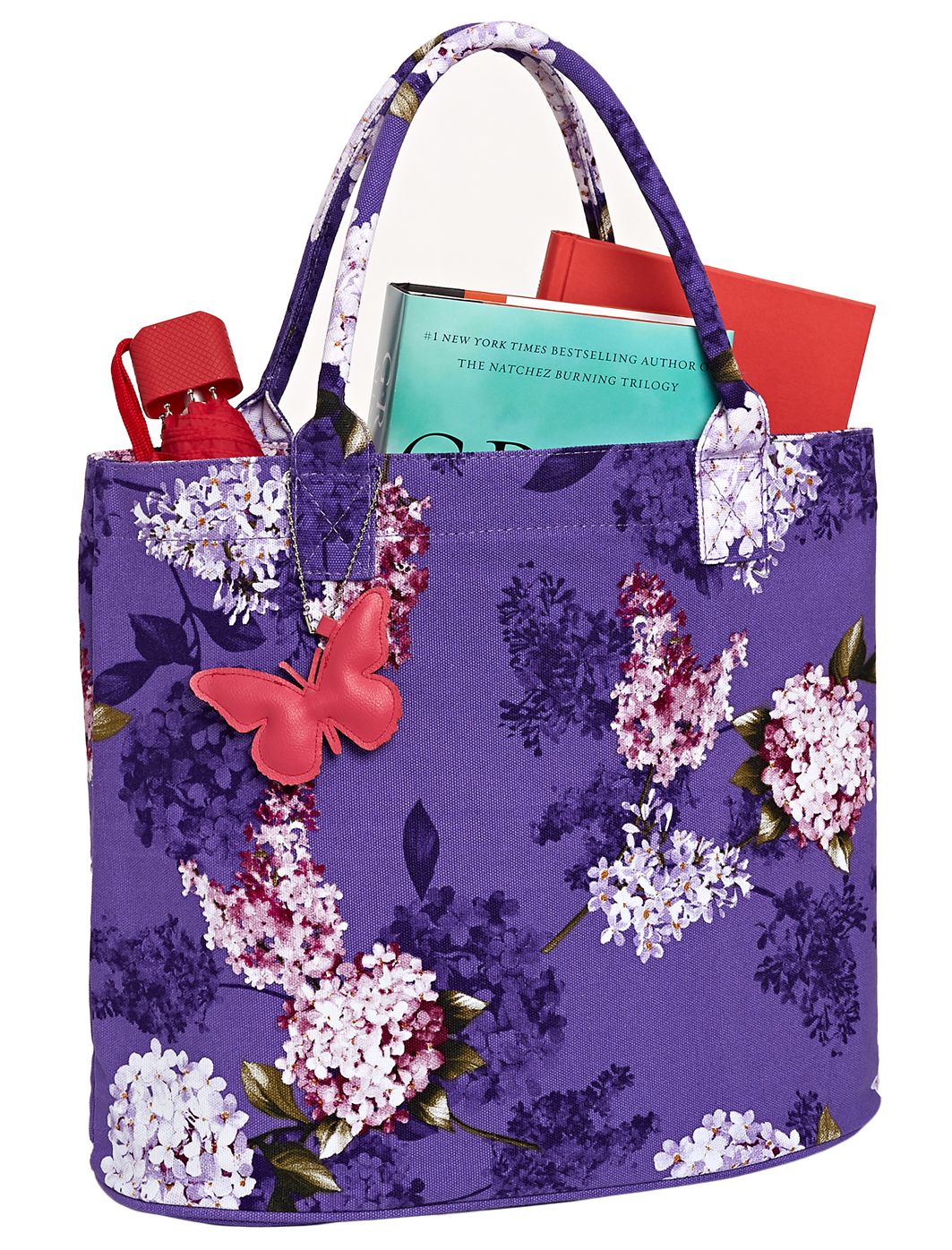 Spring Floral Hydrangea Brilliant Purple Canvas Tote (15.75" x7"x13.75")