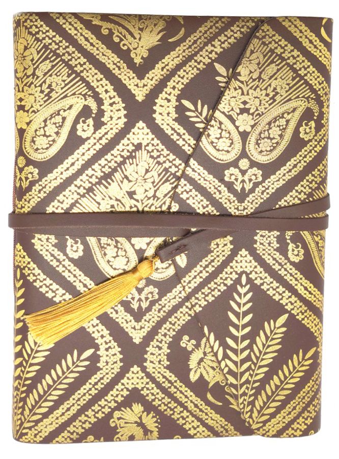Bombay Tie Gold Embossed Journal in Brown