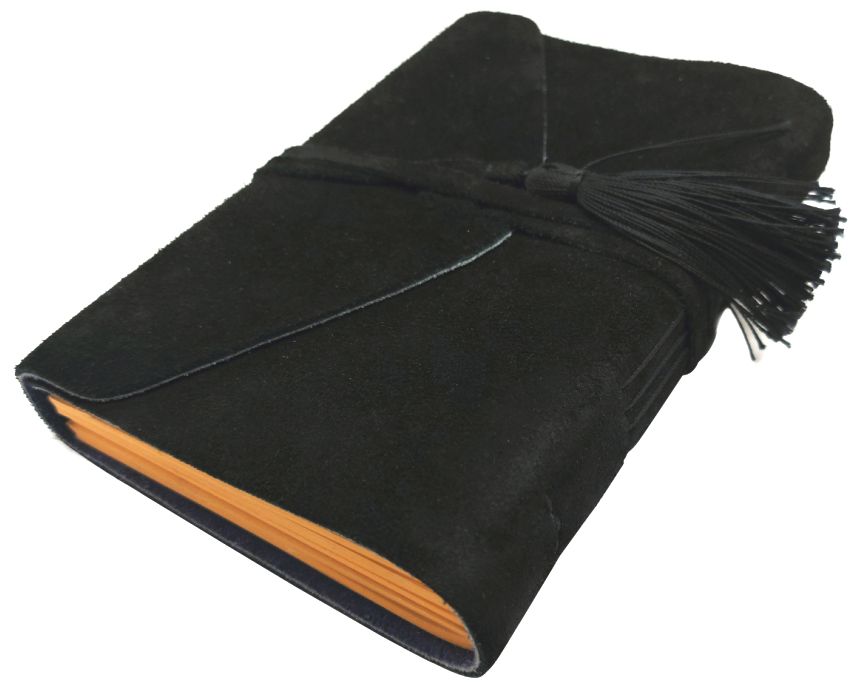 Bombay Tie Suede Tassel Journal in Black 4 x 6