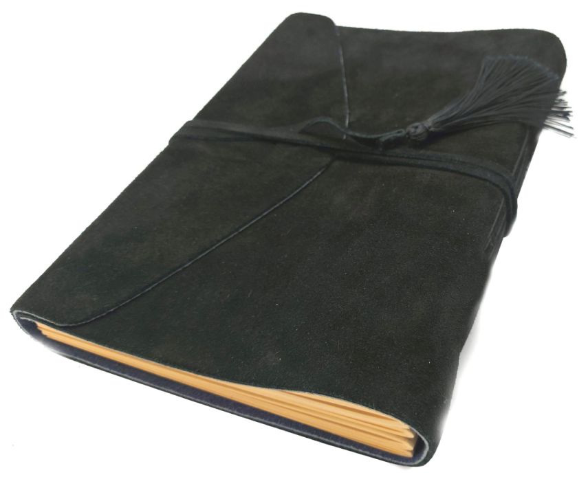Bombay Tie Suede Tassel Journal in Black 6 x 8