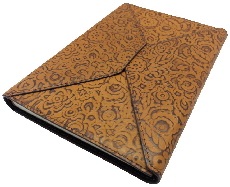 Embossed Envelope Leather Journal in Brown