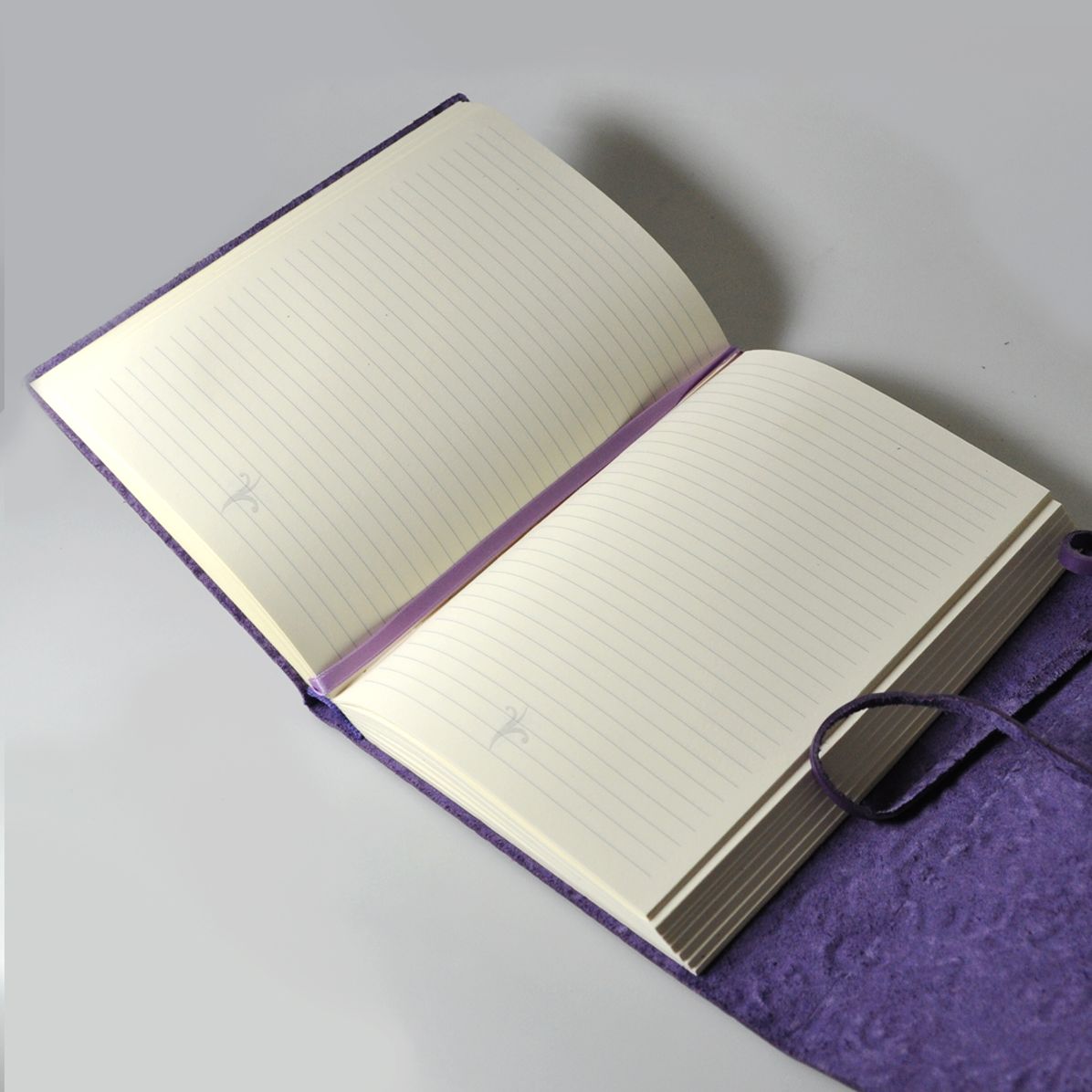 Tivoli Embossed Floral Purple Wrap Italian Leather Journal (6'' x 8.5'')