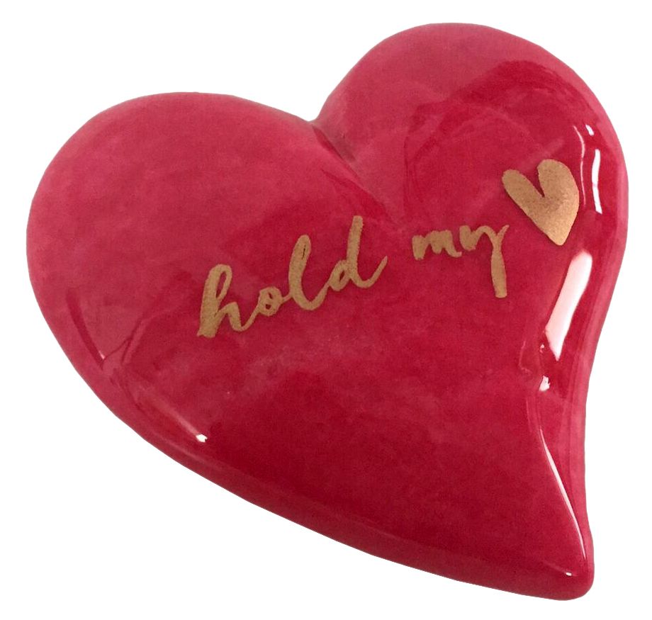 Hold My Heart Gold Script on Pink Italian Alabaster Paperwight-2.5"