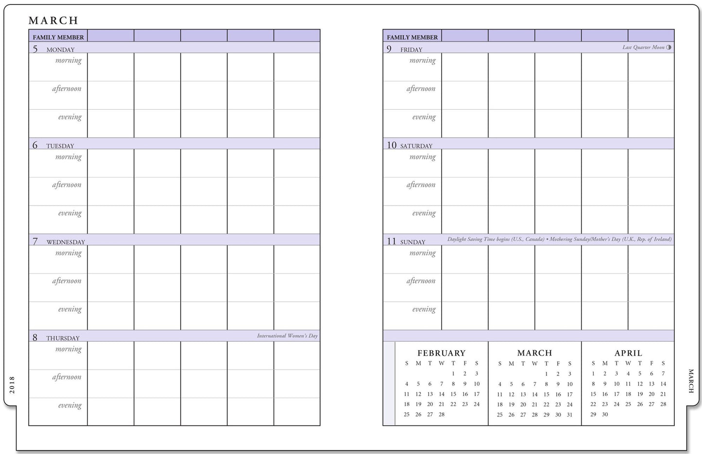 2018 Weekly Desk Mom's Hydrangeas Engagement Calendar