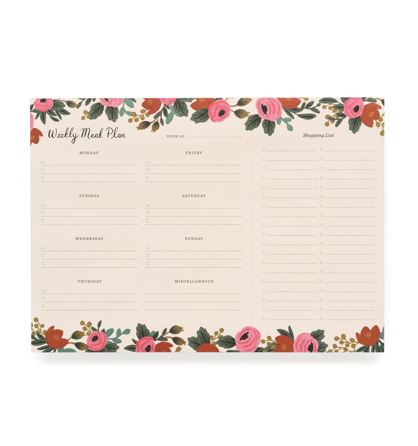 Rosa Weekly Meal Planner Notepad