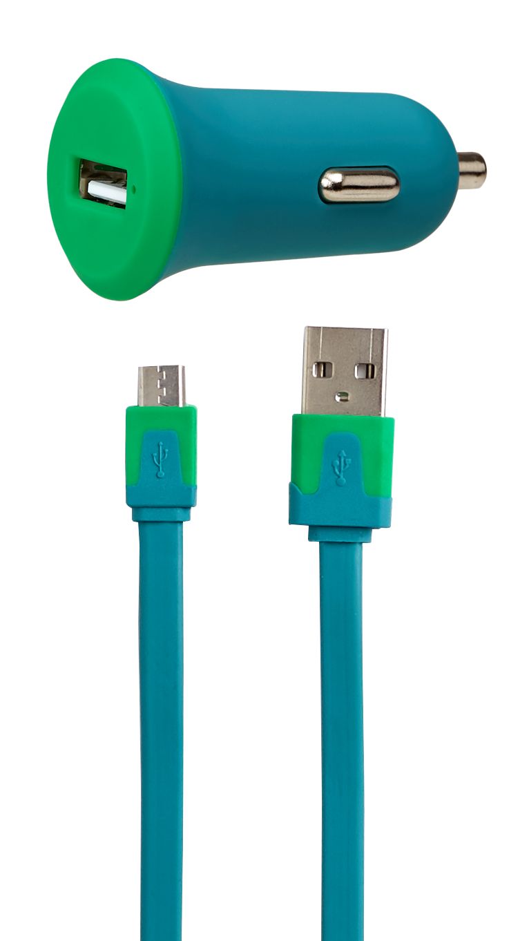 Micro USB Cable Car Charger, Green