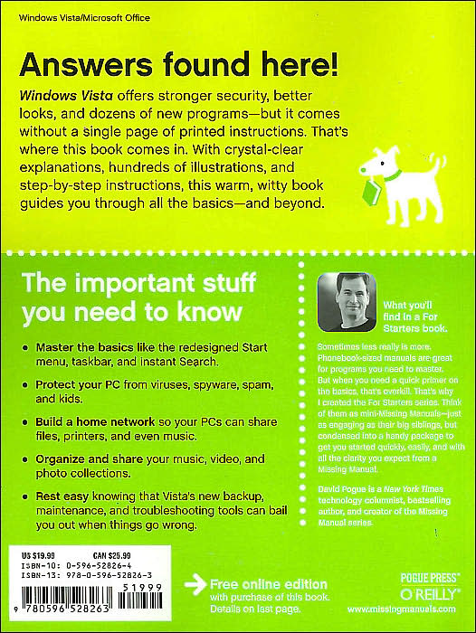 Windows Vista for Starters: The Missing Manual