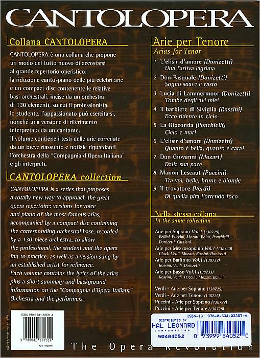Cantolopera: Arias for Tenor - Volume 1: Cantolopera Collection