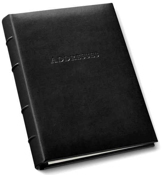 Black Bonded Leather Address Book 9" x 7"