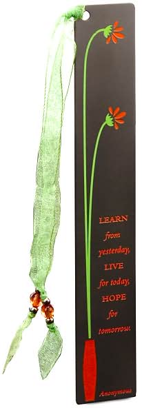 Orange Flower Vase Metal Bookmark