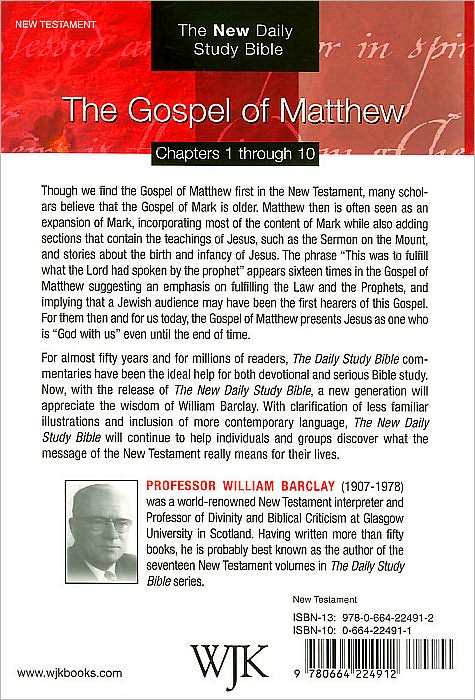 The Gospel of Matthew, 1-10: The New Daily Study Bible