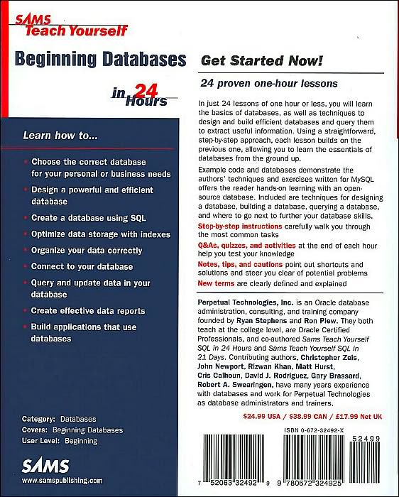 Sams Teach Yourself Beginning Databases in 24 Hours