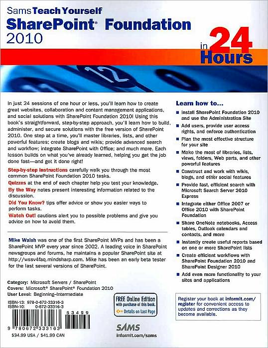 Sams Teach Yourself SharePoint Foundation 2010 in 24 Hours