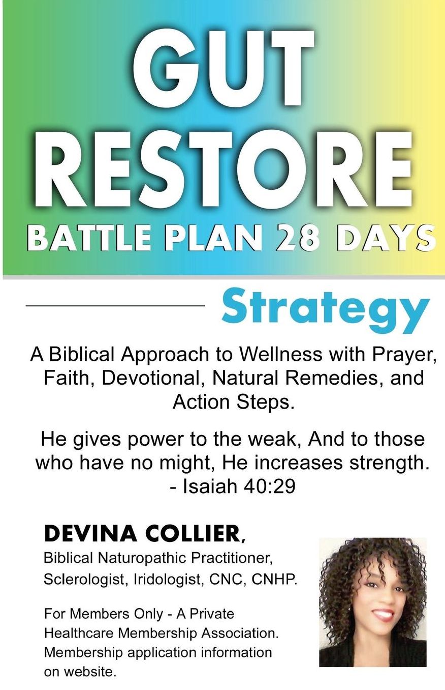Gut Restore Battle Plan 28 Days: A Biblical Approach to Wellness with Prayer, Faith, Devotional, Natural Remedies, and Action Steps.
