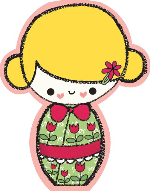 Japanese Dolls Shaped Notecards