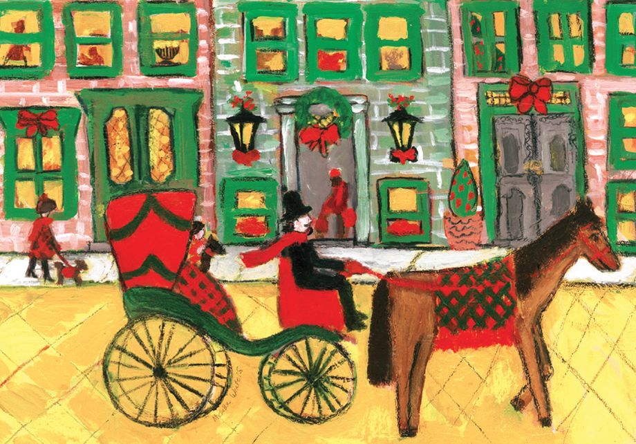 Carriage Ride Through Town Boxed Holiday Half Notecards
