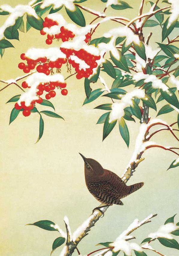 Bird on Berry Tree Boxed Holiday Half Notecards