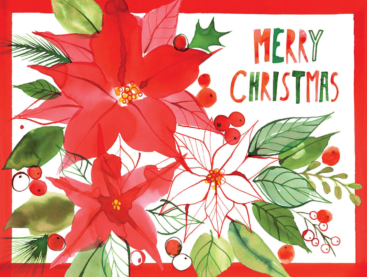 Christmas Poinsettia Boxed Holiday Full Notecards
