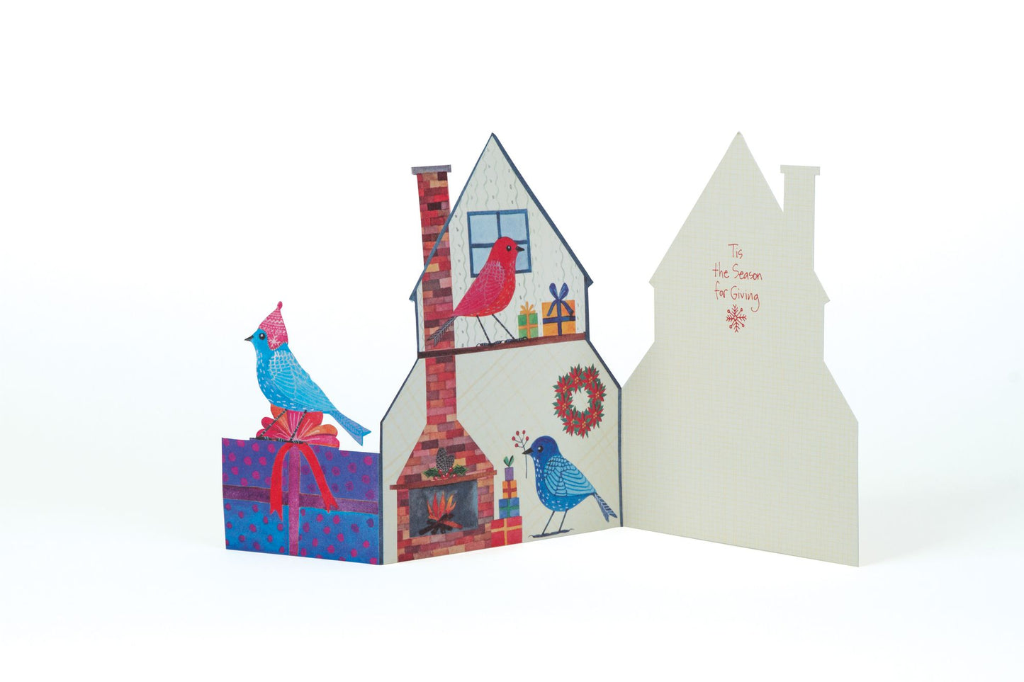 Avian Friends Christmas Birdhouse Tri-Fold Notecards