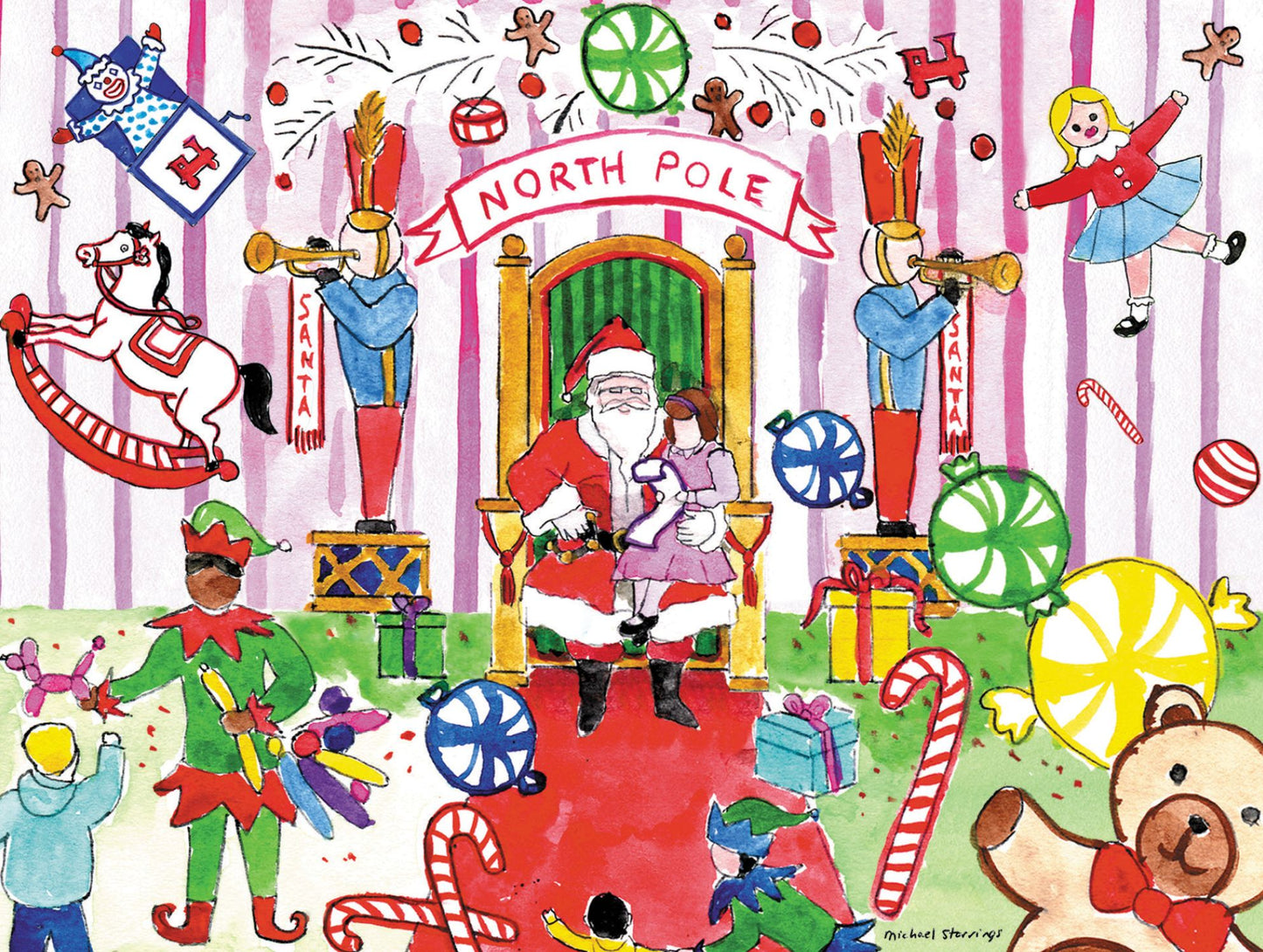 Michael Storrings Visit To Santa Boxed Holiday Full Notecards